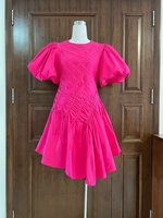 Robes pour femmes OUDINA de haute qualité, élégantes, à manches bouffantes, plissées, mini courtes, décontractées, grandes tailles