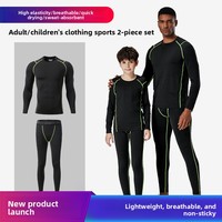 Ensemble de sport pour homme à rayures, comprenant un t-shirt de compression à manches longues et un pantalon de sport moulant, séchage rapide, élastique, idéal pour la course et le basketball