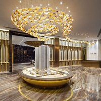 Luminaires suspendus de luxe modernes, lustres en forme de feuilles torsadées dorées, luminaires pour hall d'entrée, centre commercial, villa