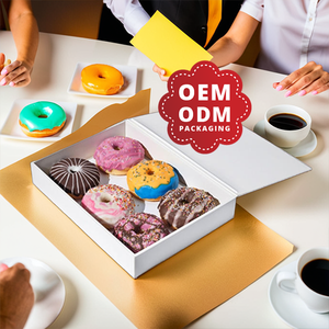 Caja de donas personalizada ecológica con estructura duradera para marcas de panadería y uso seguro para alimentos - Product Image 1