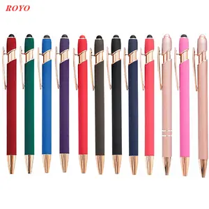 Hot Sale Fashion 2-in-1 Ballpoint Pen and Stylus Custom Logo Rose Metal Screen Capacitor for Advertising Promotion and Gifts