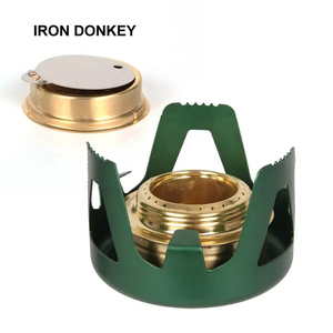 IRONDONKEY Estufa plegable para acampar A prueba de viento Mini estufa de alcohol Quemador Estufa de gas para cocinar al aire libre de latón - Product Image 4