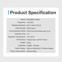 Lector de microchip térmico para animales, dispositivo lector RFID FDXB de 134,2 kHz, escáner de temperatura de chip para mascotas FDXB para perro, caballo, ganado, etiqueta de pozo