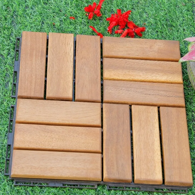 Hardhouten Vloerbedekking Dek Tegel Zeer Verweringsbestendig Teak Outdoor Hardhouten Vloer Vloer Grootte 30*30Cm, 12 Latten