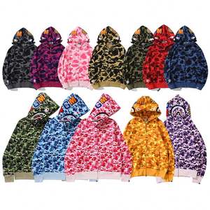 <span class=keywords><strong>Sudadera</strong></span> con Capucha y Cremallera Bapees Camuflaje Tiburón de Alta Calidad 100% Algodón para Hombre y Mujer Unisex Estilo Urbano - Product Image 1