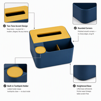 Boîte à mouchoirs en plastique bleu marine, distributeur de lingettes humides, porte-cure-dents, multifonction, grande capacité, PP, bureau, maison, logo personnalisé