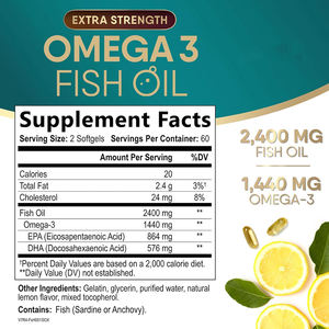 Cápsulas blandas de Omega-3 y aceite de pescado con EPA y DHA de marca privada de alta calidad, saludables para los ojos, promueven la salud cerebral y el apoyo articular. - Product Image 2