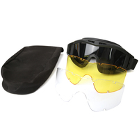 Ensemble de lunettes tactiques 3 lentilles noir Tan vert coupe-vent anti-poussière Motocross lunettes de moto CS Paintball Protection de sécurité