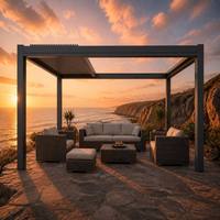 Pergola en aluminium robuste 6063 T6 avec toit à lames orientables, imperméable et pare-soleil, pour jardin