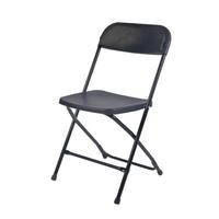 Chaises pliantes noires pour l'extérieur, jardin, cours modernes, mariages, camping, en plastique et métal durables pour la cuisine, l'hôtel