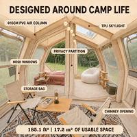Tenda Coody 17.2 Familia Pro Air Warna Beige Harga Terbaik Tenda Kemah Mewah untuk 5-8 Orang Keluarga, Tenda Inflatable Berbahan Katun Model Tunnel
