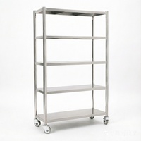 Étagère de rangement robuste en acier inoxydable, 4 niveaux, réglable, avec roulettes en option, pour hôpitaux et industries agroalimentaires, directement de l'usine