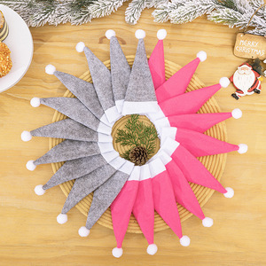 Housses en feutre <span class=keywords><strong>rose</strong></span>, <span class=keywords><strong>gris</strong></span> et rouge pour couverts d'extérieur, bonbons, sucettes, chapeaux de Père Noël et mini-chapeaux de Noël pour bouteilles de <span class=keywords><strong>vin</strong></span> - Product Image 2