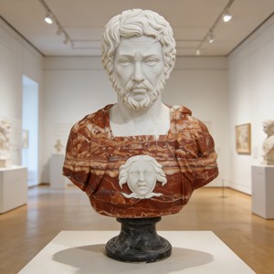 Busto <span class=keywords><strong>Romano</strong></span> de Mármol Antiguo de Tamaño Real, Escultura de Cabeza Multicolor para <span class=keywords><strong>Museo</strong></span> - Product Image 5
