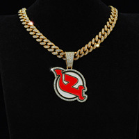 Collier État du New Jersey pour Hommes : Pendentif New Jersey entièrement serti sur chaîne cubaine, Cadeau Hip Hop Bling