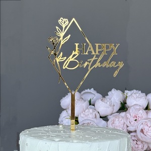 Décoration de gâteau d'anniversaire en acrylique, série florale et botanique, insert pour gâteau d'anniversaire et accessoire de fête - Product Image 4