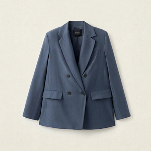 <b>Women's</b> Double Breasted Blazer Notched Collar Full Sleeve Solid Color Anti-Wrinkle Autumn Business Casual <b>Jacket</b> - Product Image 1