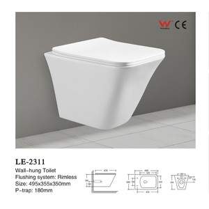 โถสุขภัณฑ์แบบแขวนผนัง CR ไร้ขอบ ขนาด 490x340 มม. สไตล์โมเดิร์น - Product Image 4