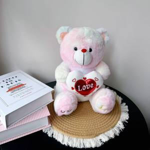 Orsacchiotto di Peluche a Forma di Cuore per San Valentino, Simpatico Pupazzo Colorato Tie-Dye, Regalo per Attività e Feste dei Bambini - Product Image 3