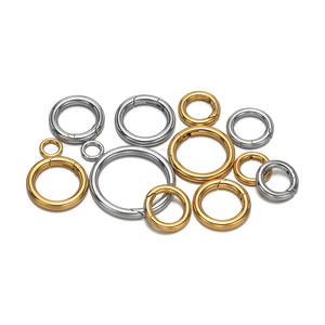 D474 高品質スムースラウンド18Kゴールドステンレス防水ネックレスコネクターユニバーサルクラスプスプリングクラスプキーホルダーリング - Product Image 5