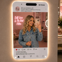 Personalisiertes Acryl-LED-Spiegelschild mit Sensorschalter, Individuelles Social-Media-Stil Wandlicht für Wohnzimmer & Fitnessraum-Dekoration