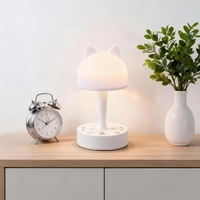 Lámpara de Escritorio con Forma de Cabeza de Gato SUZHERM, Enchufe con 3 Tomas de Corriente, 2 Puertos USB y 1 Puerto Tipo-C, Cable de 2 m, Enchufe Británico, Carcasa Resistente al Fuego, Duradera/Ecológica
