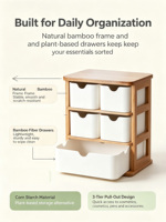 Organisateur de rangement pour maquillage de bureau en bambou écologique sans plastique, boîte de rangement pour cosmétiques, tiroirs gain de place, bureau, salle de bain, maison