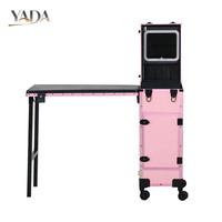 Table de manucure roulante en acier inoxydable avec 4 tiroirs, bureau à ongles pliable sur roulettes pour salon de manucure