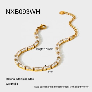 Pulsera de tenis vintage de acero inoxidable con diseño elegante, joyería al por mayor, impermeable, chapada en oro de 18K, con circonitas, regalo para mujer - Product Image 6