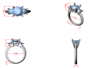 แหวนเพชรแล็บสามเม็ดทรงกลมเจียระไนแบบบริลเลียนท์สำหรับผู้หญิง - Product Image 5