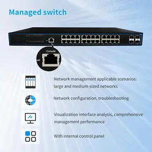 Metalen Case Full Gigabit Switch Beheerd Met 4x 1000Mbps Uplink Sfp Poort 28-Port Full Gigabit Managed Switch