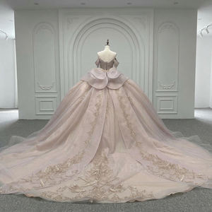 Vestido de Quinceañera Lsmc129 con Corsé, Falda de Princesa, Apliques de Encaje, Diseño de Hombros Descubiertos y Cola de Capilla Vintage - Product Image 2