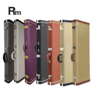 WC06C E2 Rm Rainbow Musical Oem Odm Gun Case Design Round Edge Elecaster Stratocaster Wooden Leather Electric Guitar Hard Case