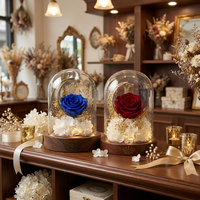 Rose éternelle en dôme de verre Madonna Moon, fleur préservée pour cadeau de Pâques chrétien, vente en gros