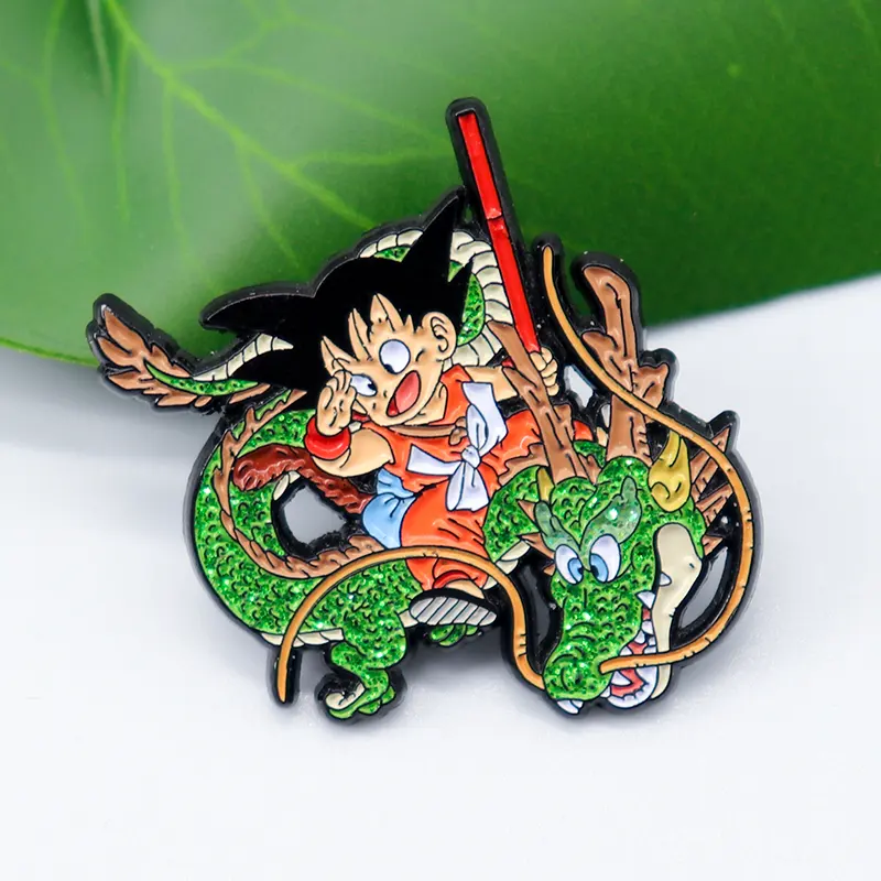 Geen Minimum Anime Cartoon Zacht Email Pin Met Glitter Geverfd Zwart Metaal Email Pin