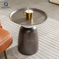 Mesa auxiliar decorativa de luz LED de acero al carbono de gran oferta minimalista moderna, fabricante de Dongguan, muebles de Metal, mesa auxiliar de café