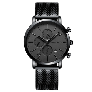 Montre à quartz pour homme HM 109, personnalisable avec logo, luxe, étanche, bracelet en acier inoxydable, montre-bracelet pour affaires - Product Image 1