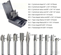 RTS Lot de 10 fraises rotatives en carbure de tungstène à tige de 1/4 po, coupe diamantée, pour outils rotatifs Dremel, sculpture sur métal et bois, OEM, garantie 3 ans