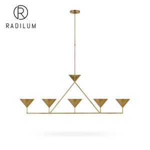 Lustre en laiton moderne du milieu du siècle, lampe de salle à manger nordique, abat-jour géométrique linéaire en forme de cône, luminaire d'îlot, lustre linéaire <span class=keywords><strong>Orsay</strong></span> - Product Image 1