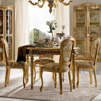 Table à manger ronde en bois massif sculpté à la main, style rococo, design européen antique de luxe, meubles pour la maison