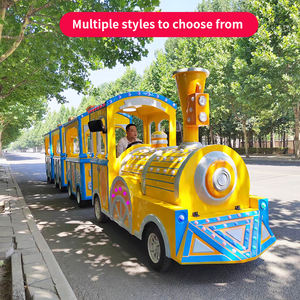 Centre commercial Plaza London Style enfants monter sur le train alimenté par batterie aucune piste requise électrique une voiture avant tirer quatre chariots - Product Image 5