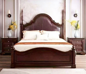 Letto matrimoniale imbottito in pelle cerata lucida, set da camera da letto con materasso a molle e memory foam - Product Image 2