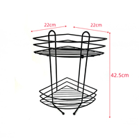 Étagère d'angle double couche DaS à 90 degrés en métal noir avec crochets de suspension pour la maison