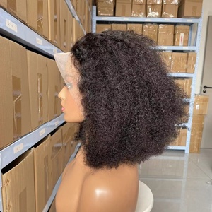 Perruques Courtes en Cheveux Naturels, 100% Vierge Brésilienne, Modèle Bob, Bouclées Style Africain, avec Closure 4x4, pour Femmes, Vendues à Bas Prix - Product Image 4