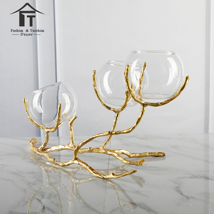 Tiempo solo tallo lámparas jarrón para flores florero de vidrio soplado decorativo cobre Dubai florero - Product Image 1