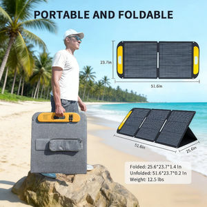 Panneau solaire portable pliable noir haute efficacité, résistant aux intempéries, 100W 19V (23% de conversion), avec béquilles réglables - Product Image 2