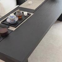 Table basse carrée de style industriel en bois massif noir carbonisé, meubles de salon Tatami