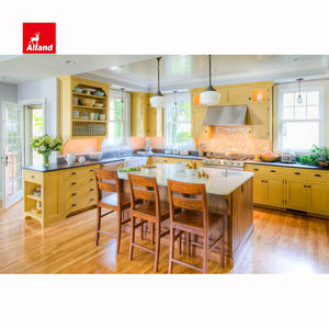 Alland Frame Encart Jaune Peint Laque Shaker Farm Design Import Armoire de cuisine moderne avec Washbin Clean Grille Island - Product Image 2