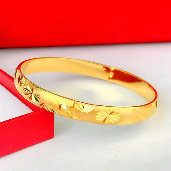 Pulseiras de abertura clássica banhadas a ouro 18K em aço inoxidável Ayatul Kursi gravado 6 mm para presente de joias da moda