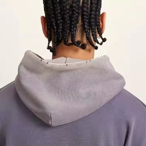 <span class=keywords><strong>Felpa</strong></span> <span class=keywords><strong>Oversize</strong></span> con Cappuccio Effetto Sbiadito e Consumato, Stile Streetwear, Personalizzabile OEM, Vestibilità Ampia, Lavaggio <span class=keywords><strong>Viola</strong></span>, per Uomo - Product Image 4
